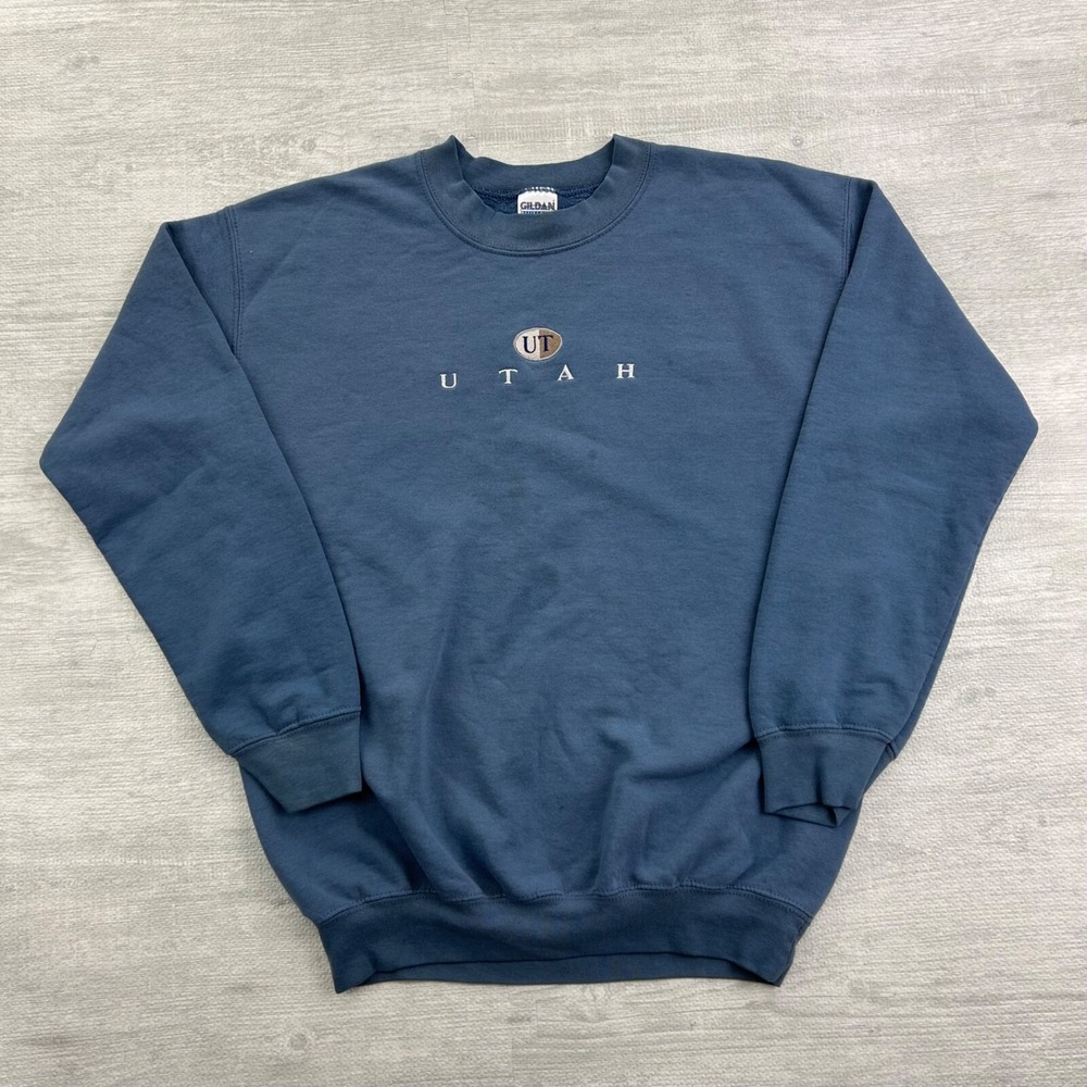 Vintage 90s Utah Sweatshirt Size Medium Blue Embroidered Crewneck